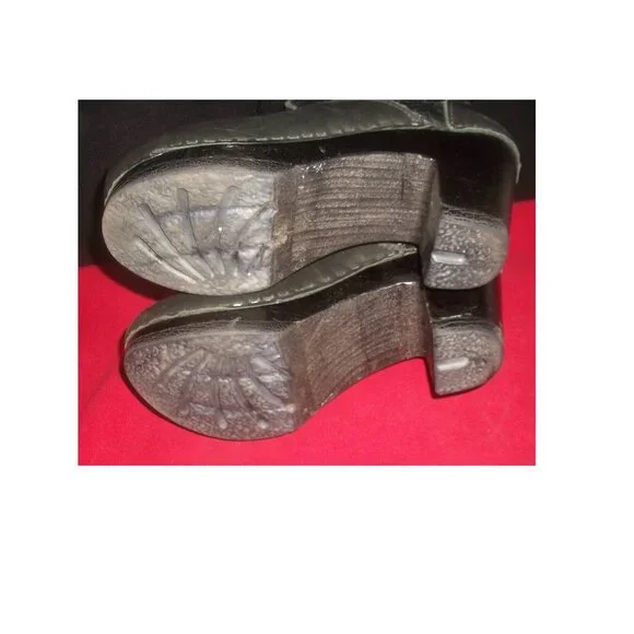 Sven No. 6 Store Black Leather Shearling Lined Handmade Pull-On Clog Boots - Picture 9 of 9